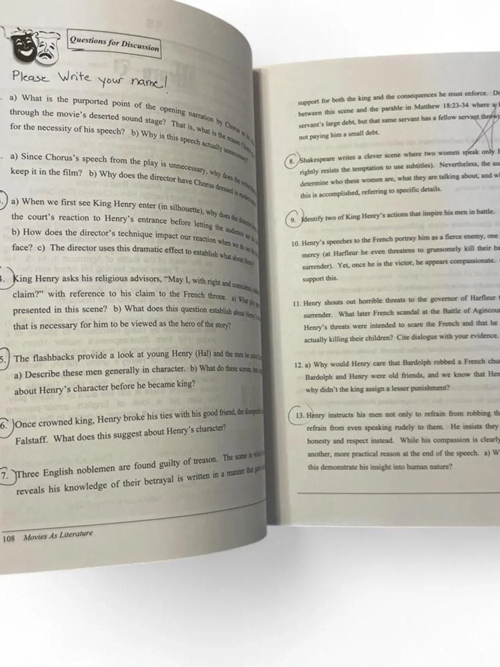Movies as Literature Homeschool Course Student Workbook Set of 2 Books Stout